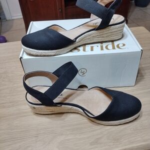 Life Stride Black Espadrille Wedges